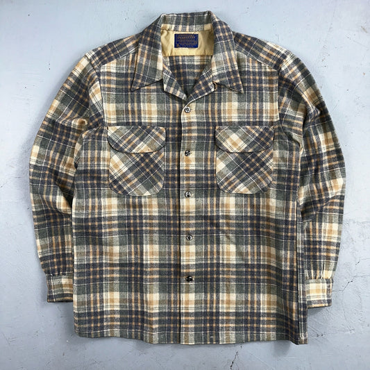 Pendleton VTG Board Shirt Plaid 100% Wool Button Down Size M Plaid 1970s Camp