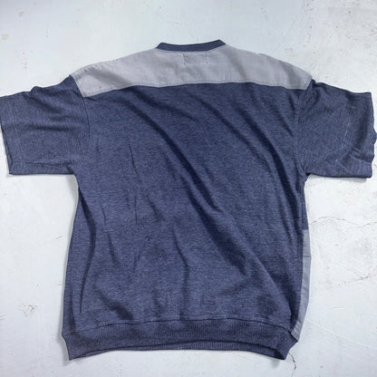 Vintage Essentials International Shirt M Blue Jean Sleeve Button Up 90s 80s