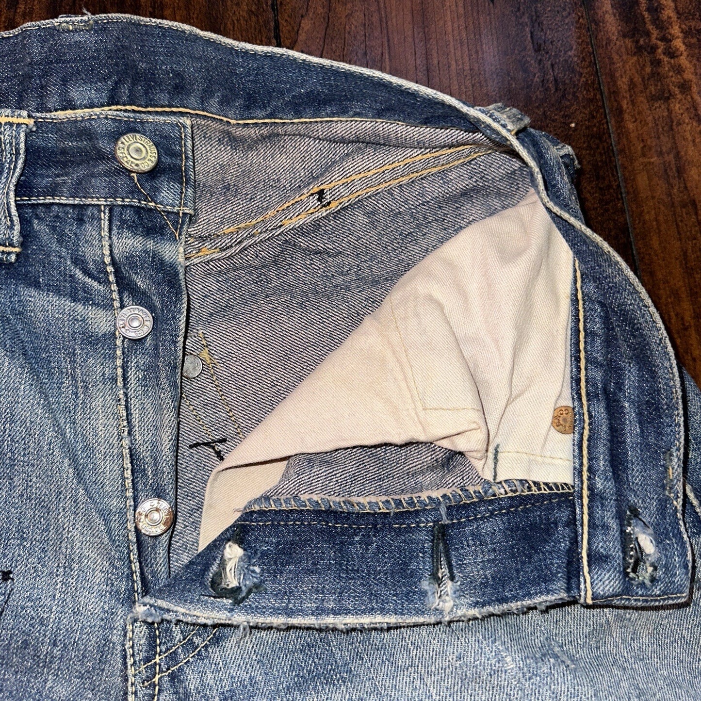 Levis 501 XX Big E True VTG 40s 50s Redline Selvedge Denim Jeans 1940s 25x26