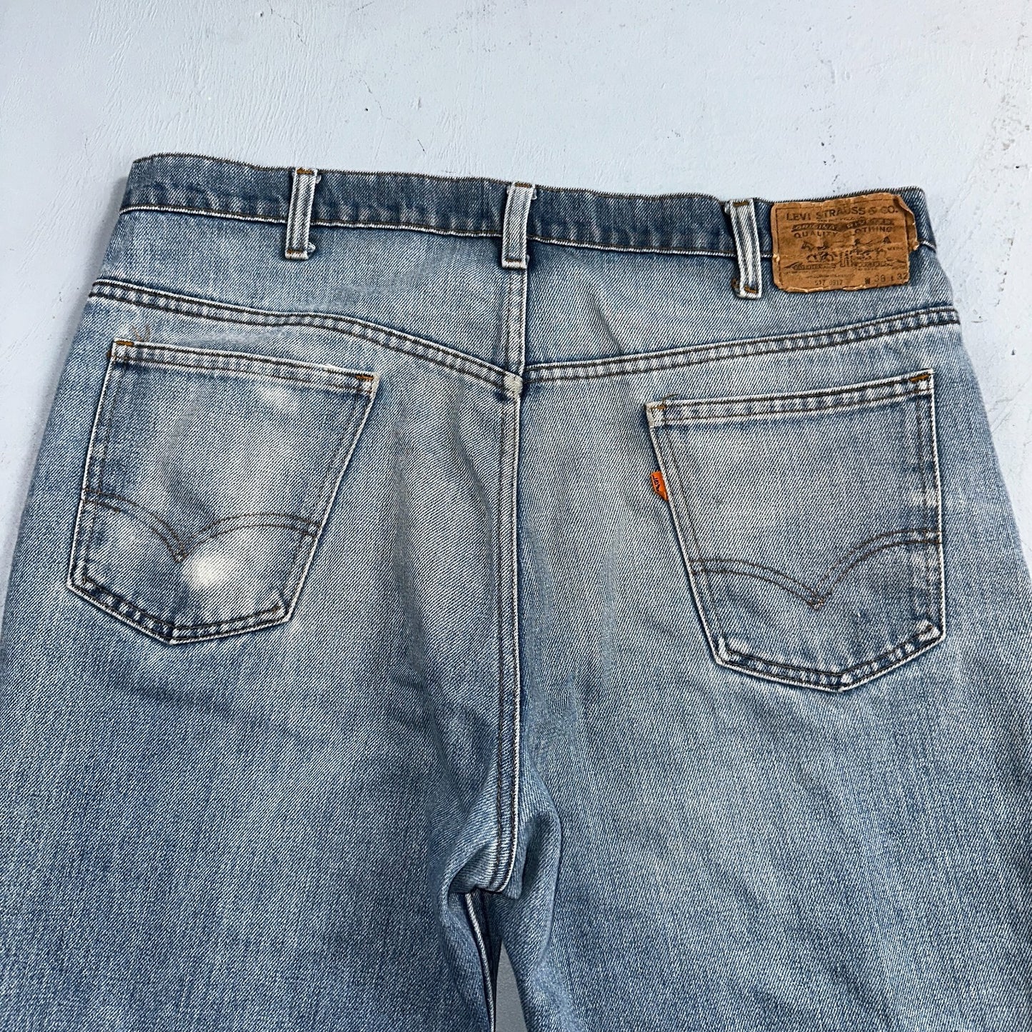 Levis 517 Vintage 80s USA Orange Tab Bootcut Flare Blue Jeans Talon Act 38x28