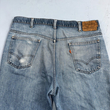 Levis 517 Vintage 80s USA Orange Tab Bootcut Flare Blue Jeans Talon Act 38x28