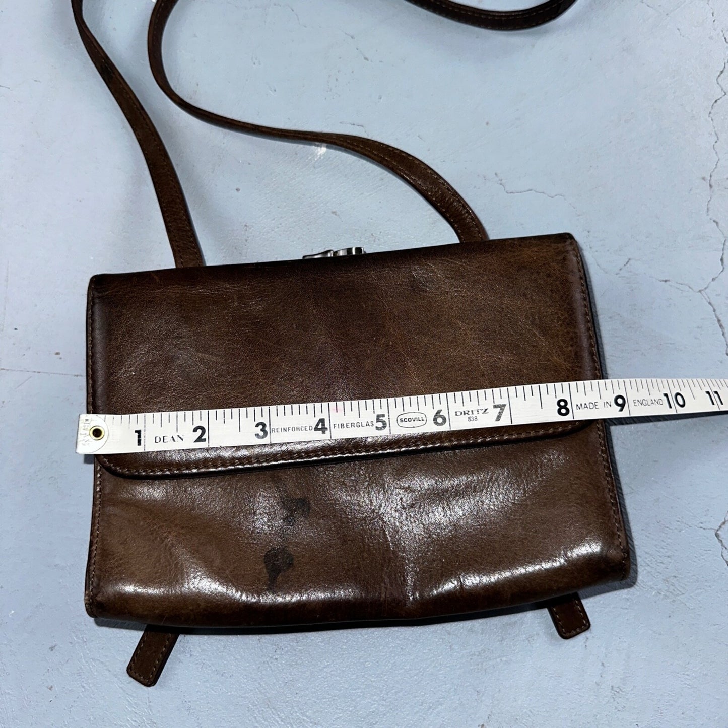 Vintage Fossil Y2K 2000 90's Brown Leather Satchel Shoulder Bag Purse