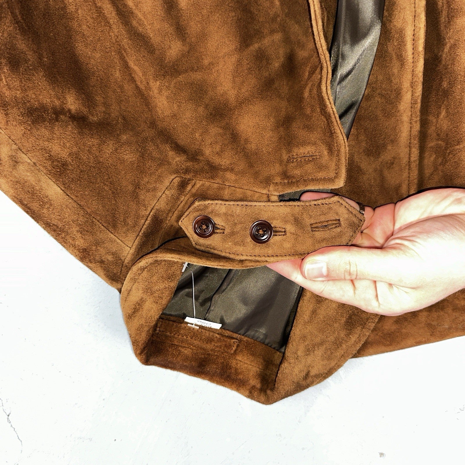 Orvis Mens 44 Suede leather blazer sport coat Lined jacket Brown Pockets