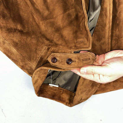 Orvis Mens 44 Suede leather blazer sport coat Lined jacket Brown Pockets