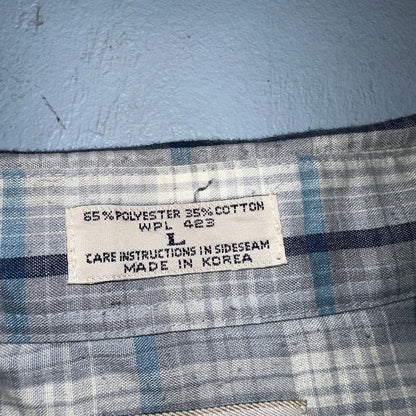Levis VTG 1980s Pearl Snap Button Shirt Mens L Plaid 80s Cowboy Shirt Korea LS