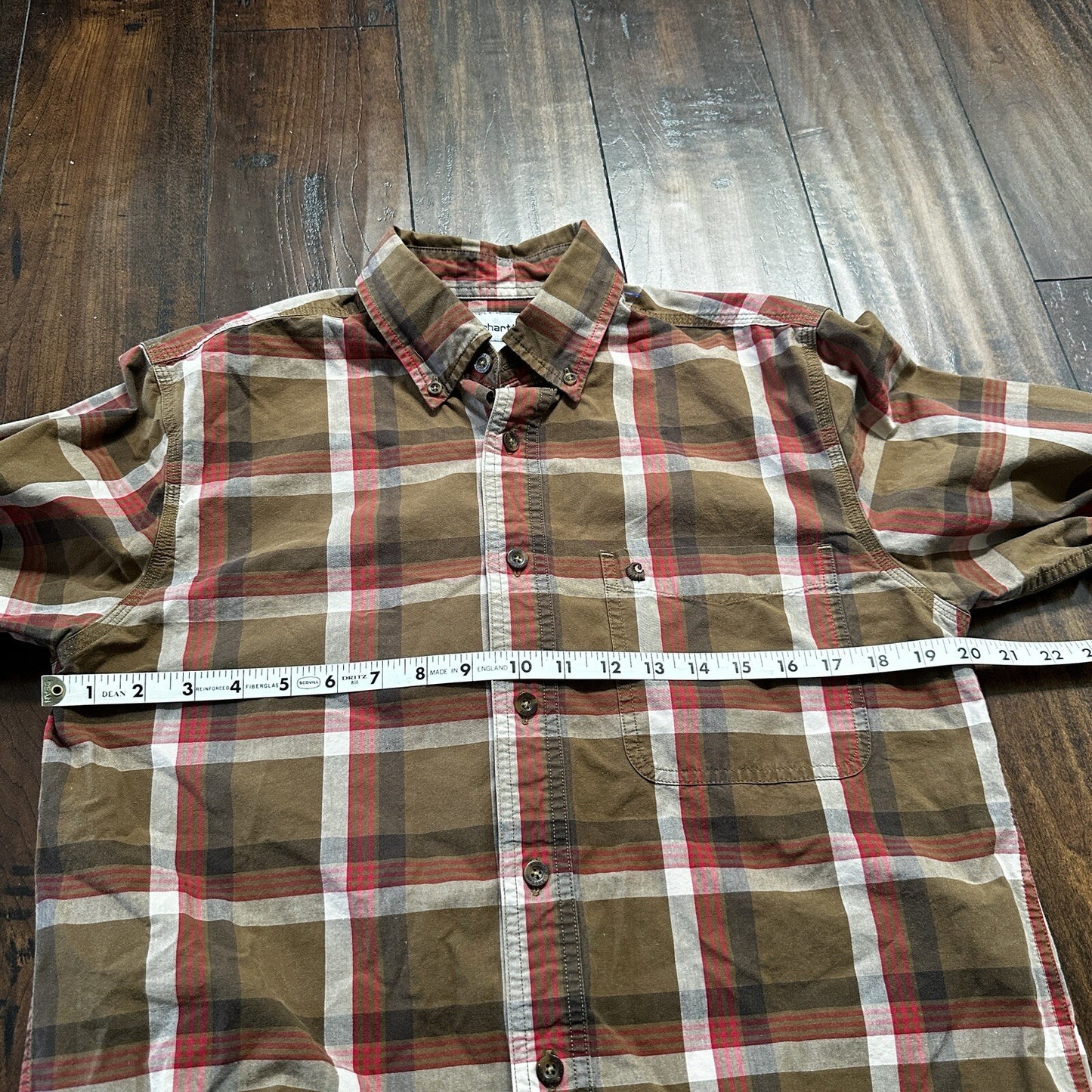Carhartt Shirt Men M Brown Plaid Button Down Shirt Long Sleeve Casual Outdoor
