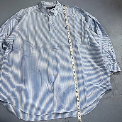 Ralph Lauren Button Down Shirt Mens 2XL Blue White Striped Marlowe Long Sleeve