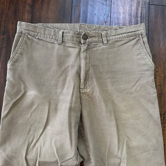 PATAGONIA Khaki Organic Cotton Flat 35 Front Pants Men' Size 34x30 VTG