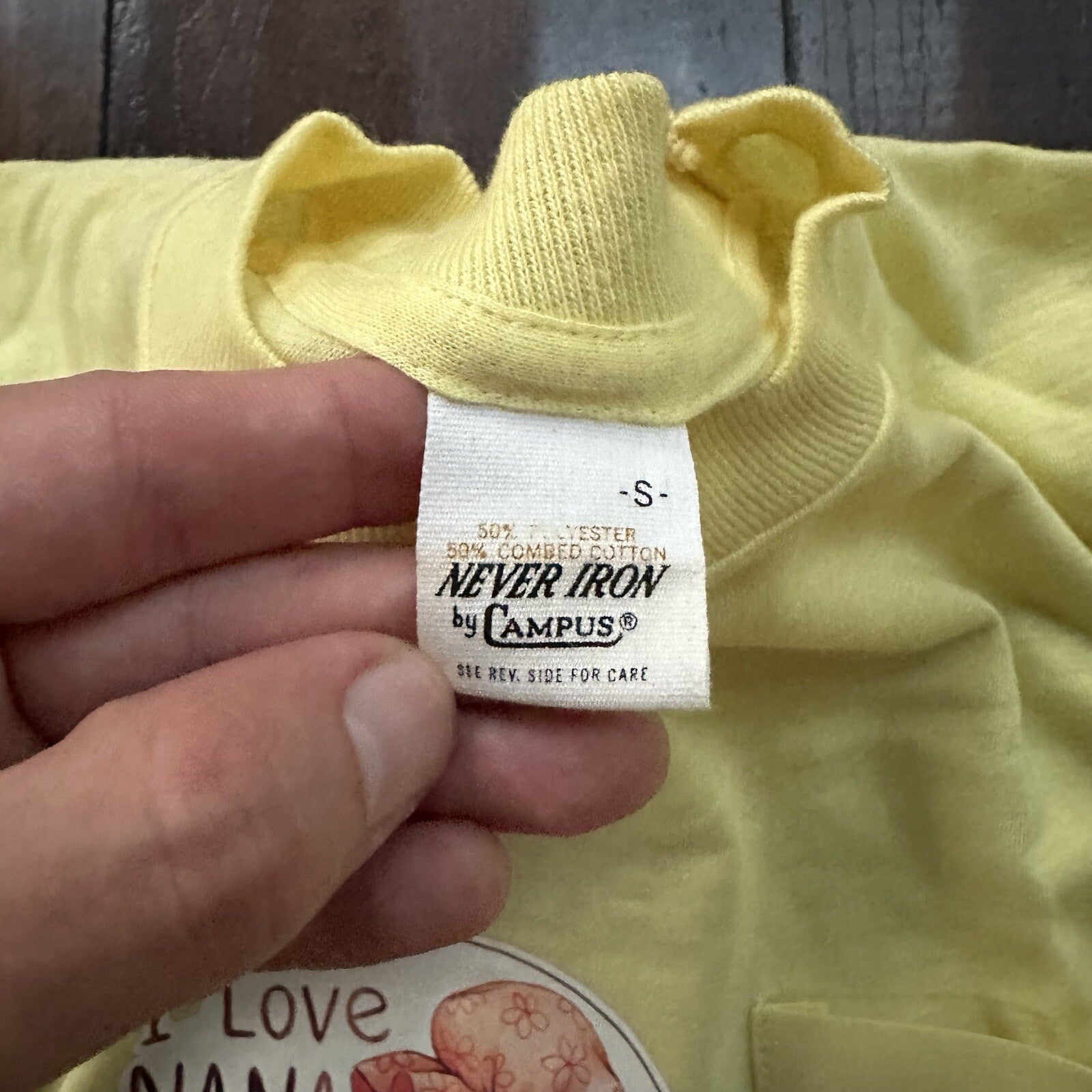 1970s I Love Nana Grandma Vintage T Shirt 70s Iron On Transfer Small 80s Cute