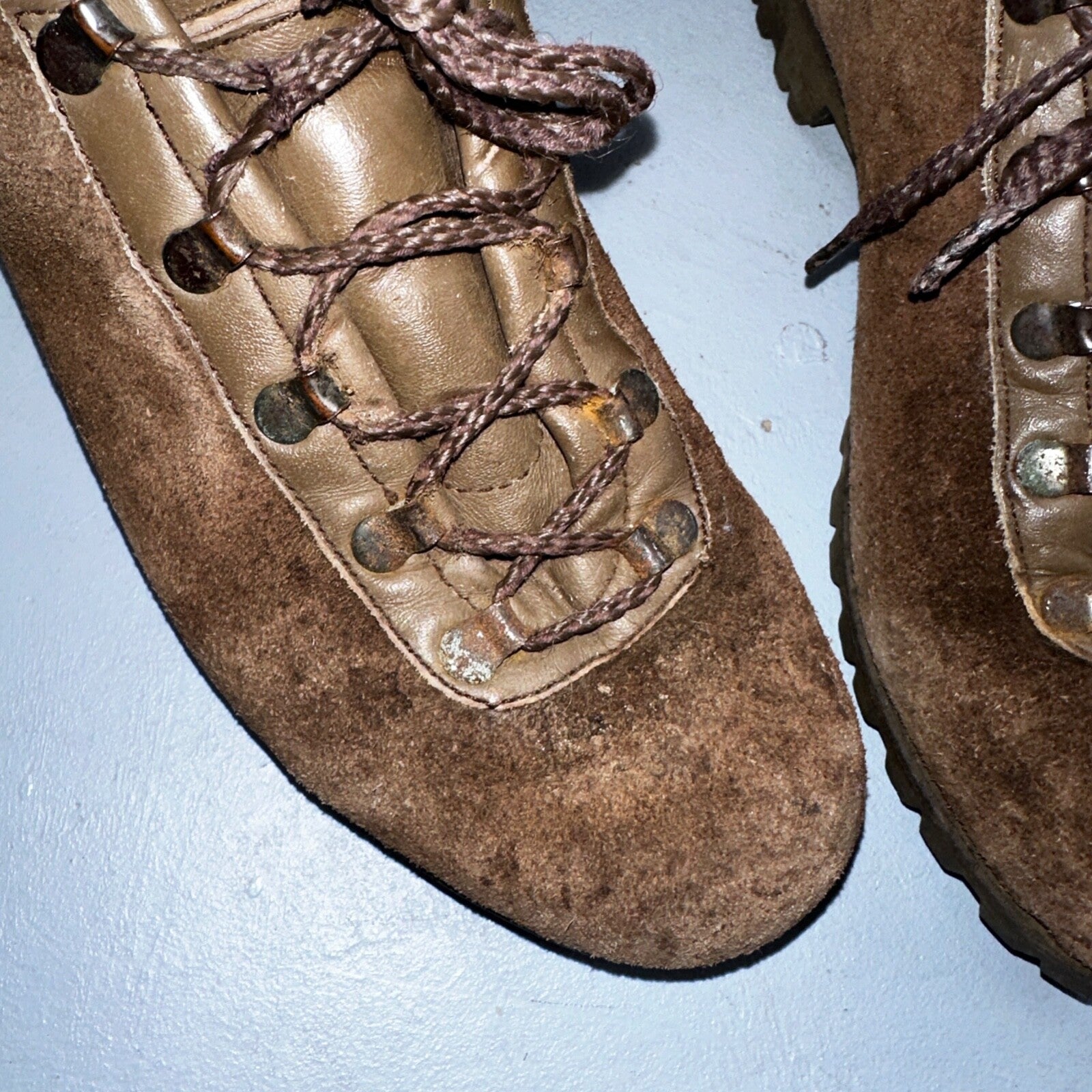 Dunham Waffle Stompers Brown Suede Leather Hiking Boots VTG Italy Size 7.5