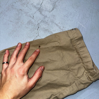 H&M Women’s Boxy Twill Jacket Beige Size XL Military Vintage Crop Style Stained