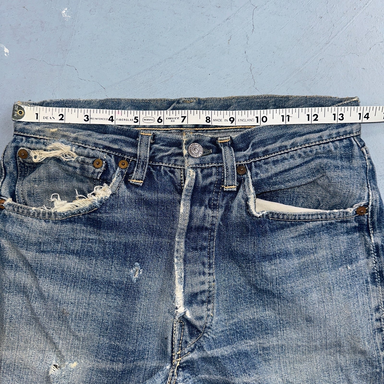 Levis 501 XX Big E Vintage 40s Redline Selvedge USA XX 1940s 50s Jeans 27x27
