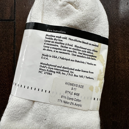 Golds Gym Women's Crew Socks Running Crew Socks 80s White Vtg 90s USA W9-11