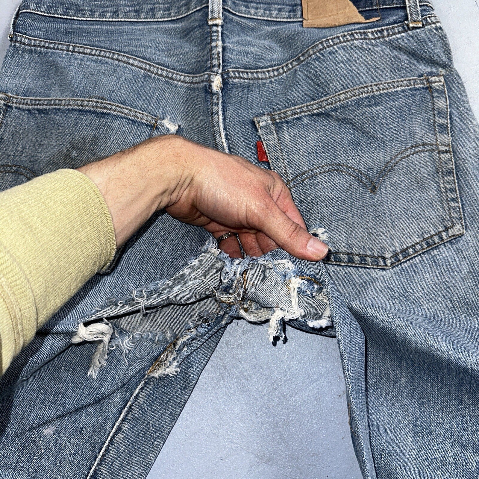 Levis 501 VTG 70s SS Redline Selvedge Jeans XX Blue Med Wash Patched Act 31x28