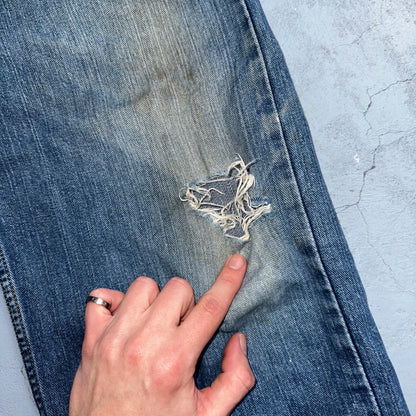 Levis 559 Relaxed Straight Fit Rugged Dark Blue VTG Y2K Denim Jeans Mens 36x32