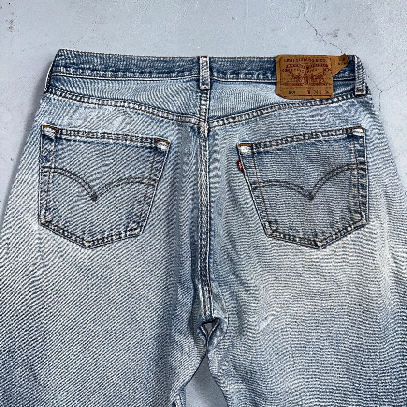 Levis 501 Vintage 90s XX Straight Leg Mexico Jeans 34x36 Light Wash Act 31x33