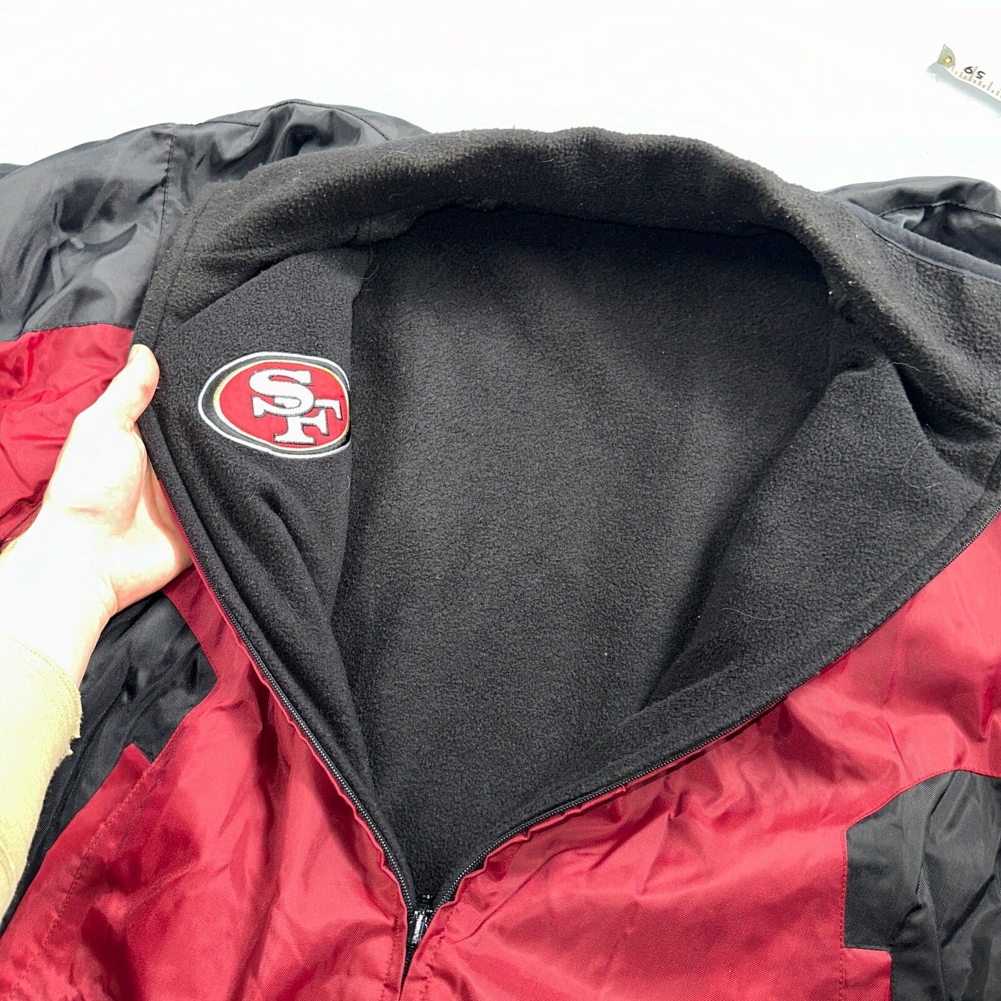 NFL SF San Francisco 49ers Fleece VTG Reversible Red & Black Jacket Size M