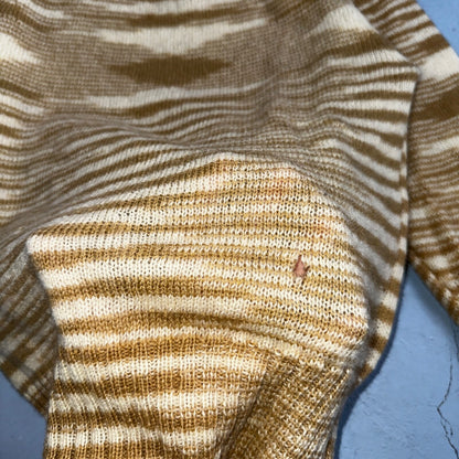 Robert Bruce 1970s Vintage Wool Cardigan Sweater Yellow Mustard Brown Aztec USA