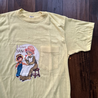 1970s I Love Nana Grandma Vintage T Shirt 70s Iron On Transfer Small 80s Cute
