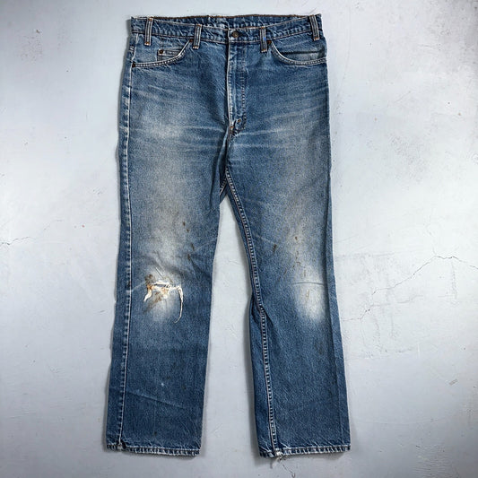 Levis 517 Vintage 90s Canada Orange Tab Bootcut Flare Blue Worn Jeans Act 38x30