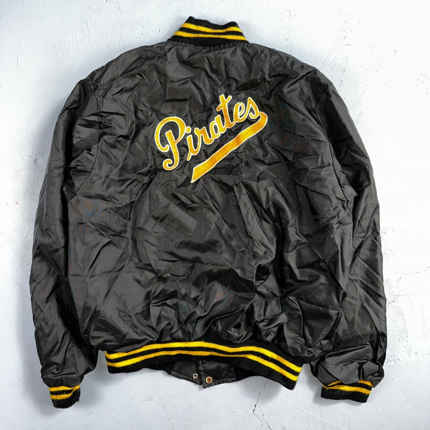 Vintage Pittsburgh Pirates Starter Satin Jacket Nylon 80s Black Chainstitch Duke
