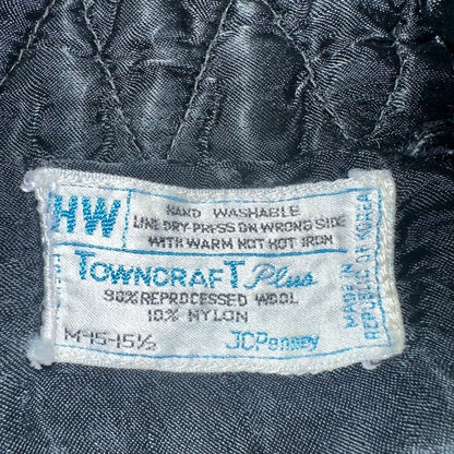 Vintage 60s 70s Towncraft Wool Flannel Blend Button Up Shirt Penneys M Blue