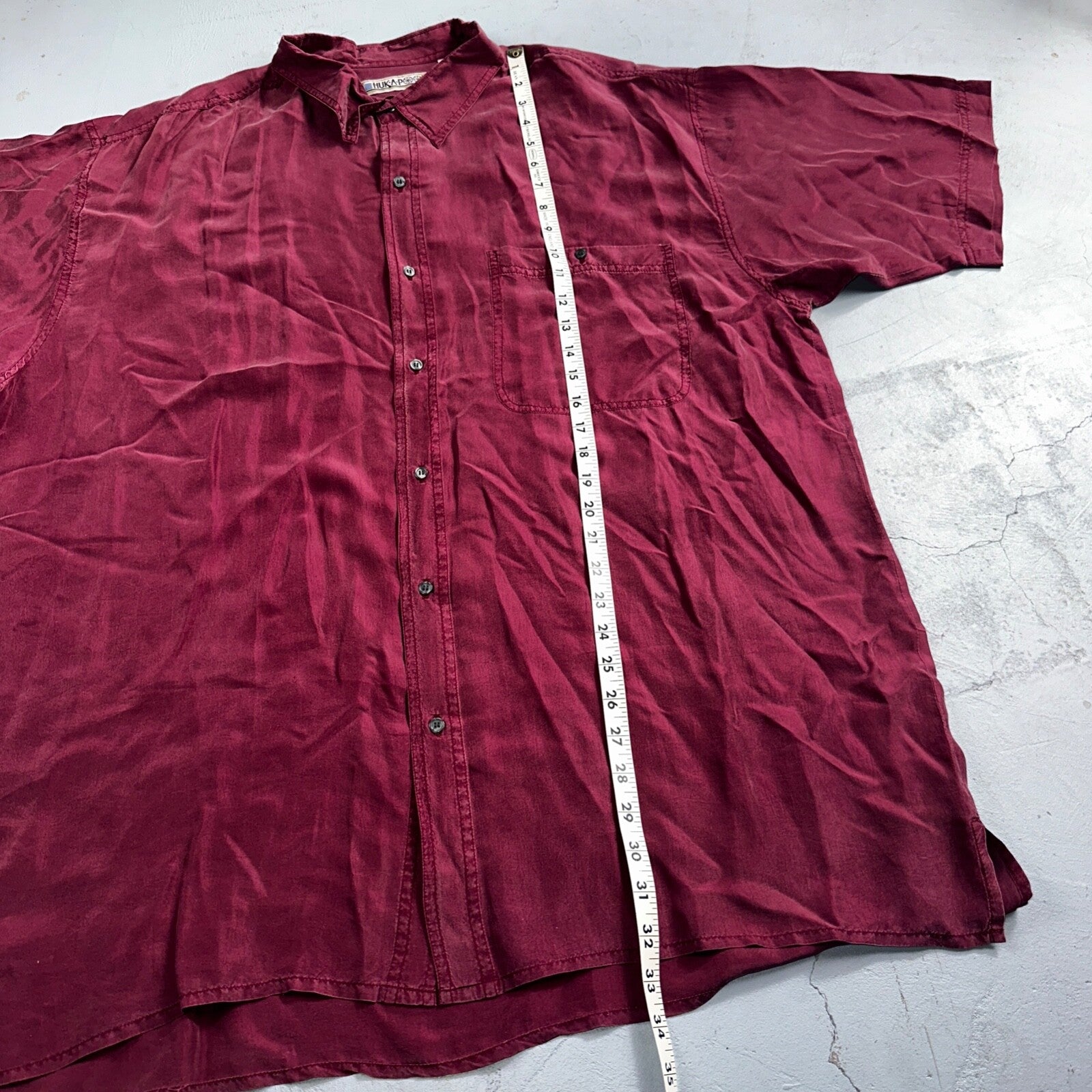 Huk A Poo Mens 2XL Short Sleeve Silk Collared Putting Up Purple VTG