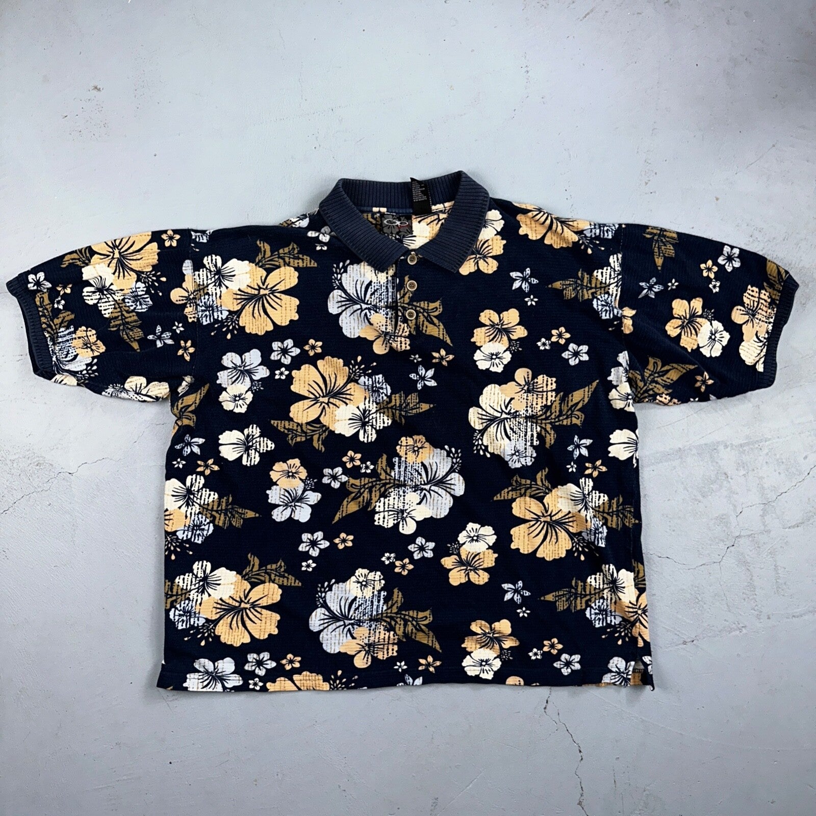 OP Hawaiian Shirt Ocean Pacific Floral Palm Tree Cotton VTG 90s Print Aloha XL