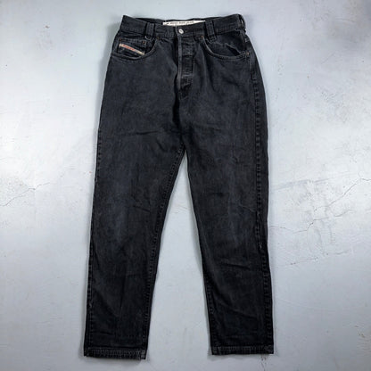 Vtg Diesel Men Saddle Relaxed Fit Black Jeans 32x33 Fits 31"  Made in Italy Y2K