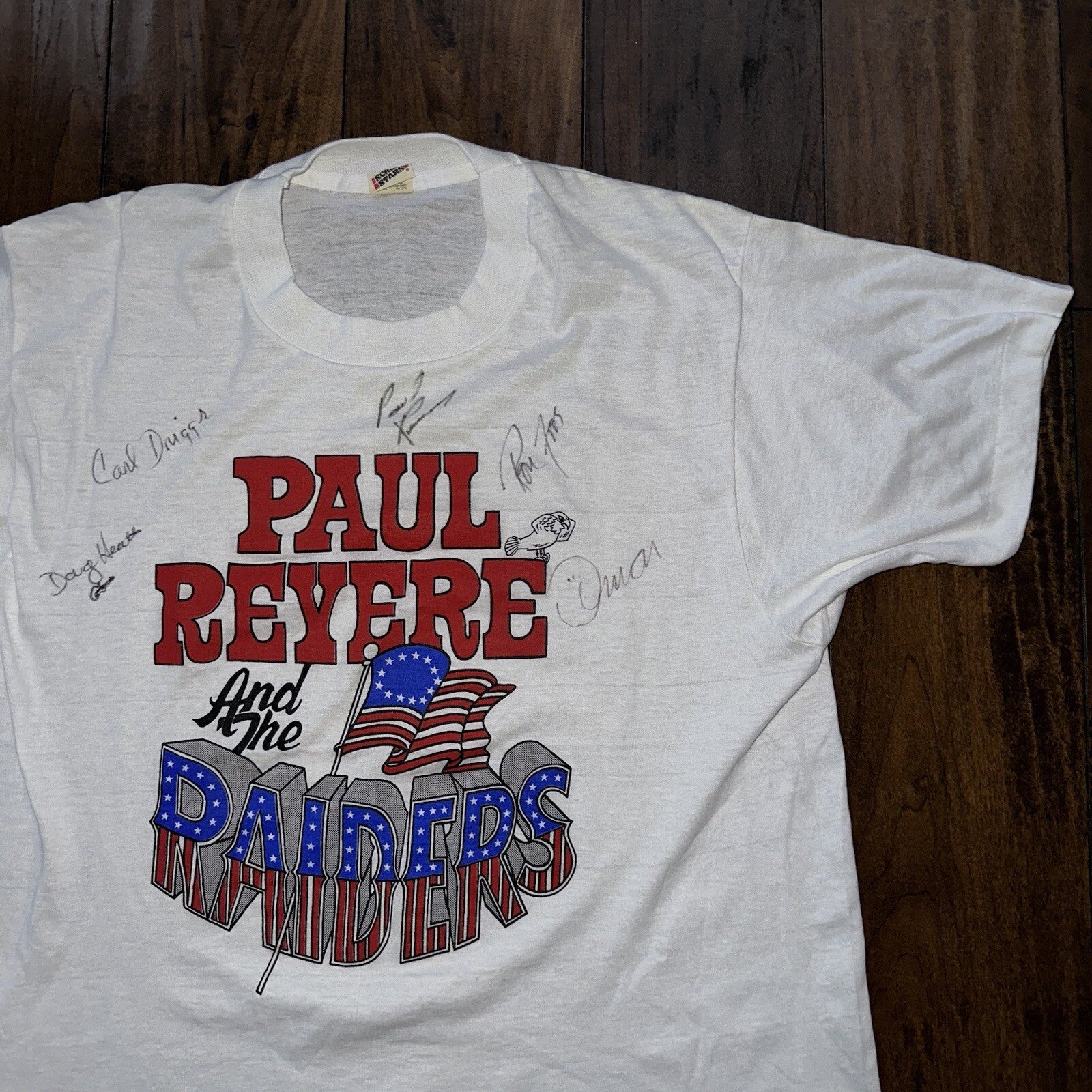 Paul Revere Raiders USA Vintage T Shirt 80s Screen Stars Autograph Confederate
