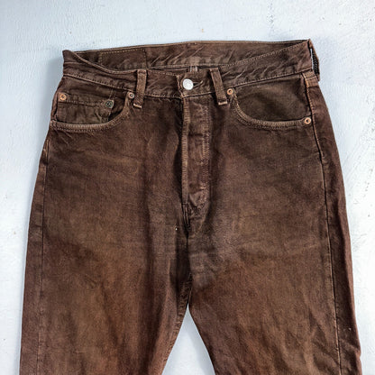 Levis 501 Vintage 90s USA XX Straight Leg Jeans Brown Dark Wash 29x32 Act 29x31