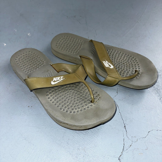 Nike Vintage Waffle Flip Flop Sandals Gray Retro 70s 80s Medium Size Worn 1980s