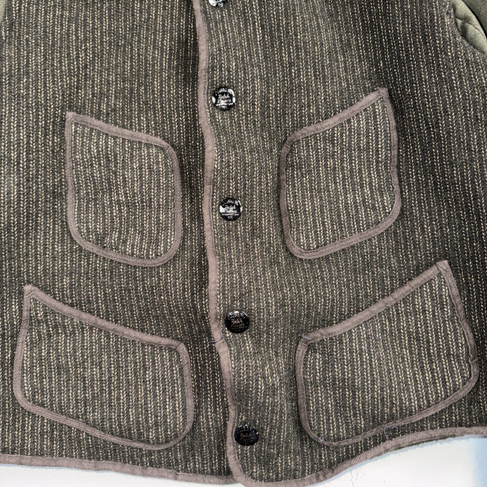 RRL Double RL Ralph Lauren Browns Beach Knit Jacket Black Gray Snap Size Small