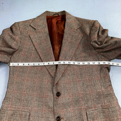 VTG Mens 3 PC Suit 42 Jacket Coat Pants Vest Plaid Rockabilly 70s 1970s Brown