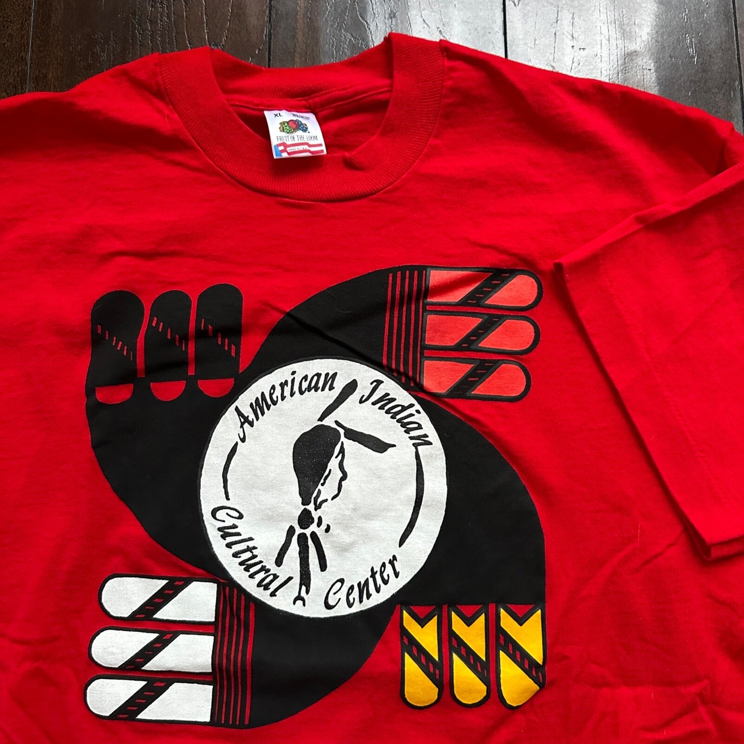 American Indian Cultural Center Vintage T Shirt Red Single Stitch Red Basic XL