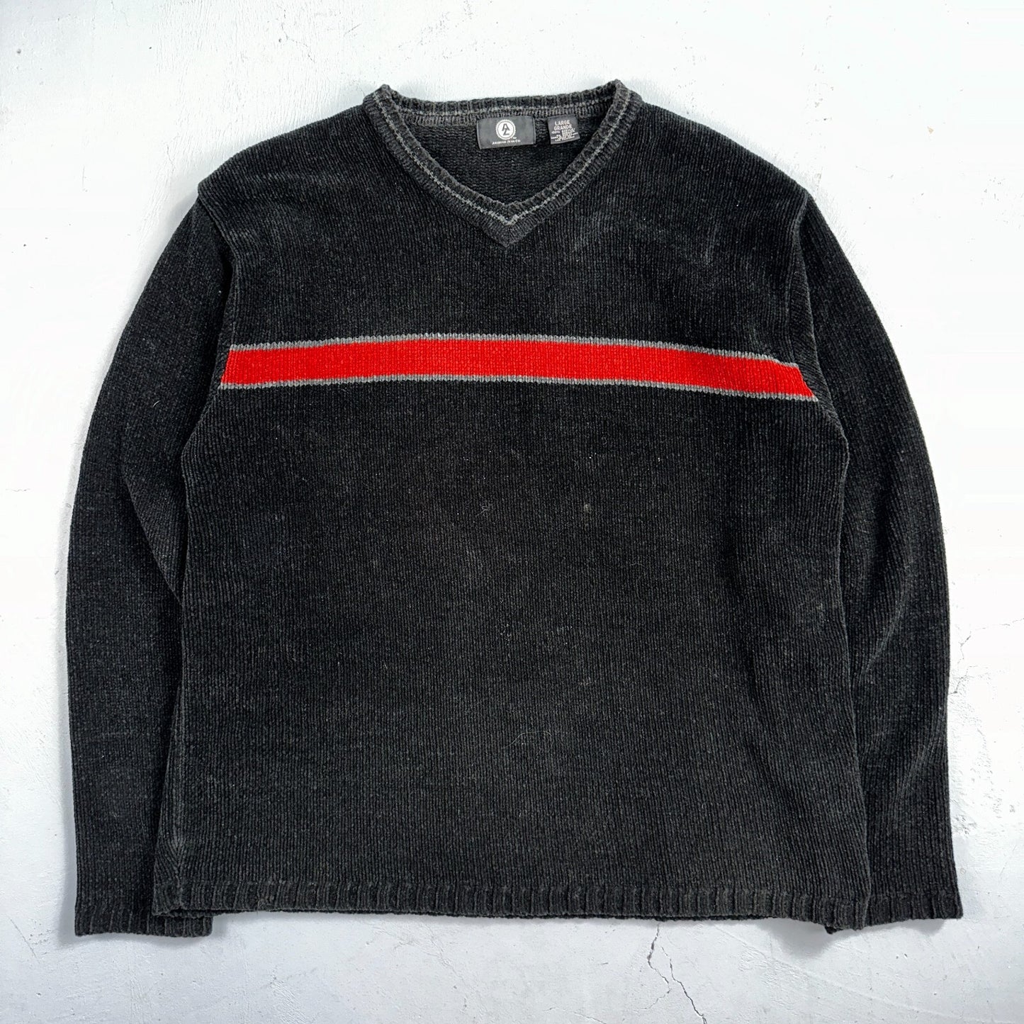 VTG Arizona Sweater Mens L Black Fleece Knit Pullover 2000s Streetwear Y2K Red