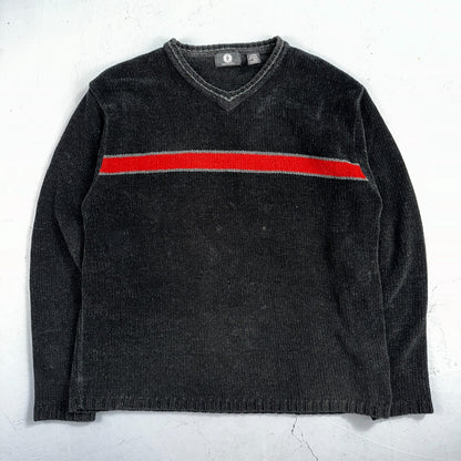 VTG Arizona Sweater Mens L Black Fleece Knit Pullover 2000s Streetwear Y2K Red