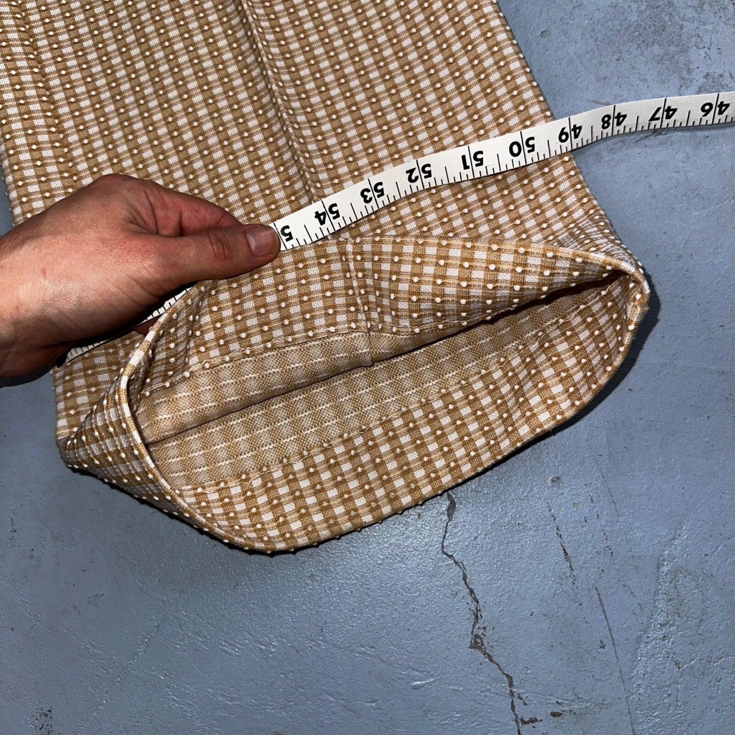 Vintage 70s High Waist Bell Bottom Poly Knit Disco Pants Pattern Checkerboard