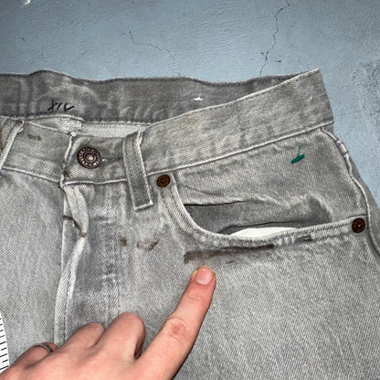 Levis 501 Vintage 90s USA XX Straight Leg Jeans Gray Med Wash 30x36 Act 28x34