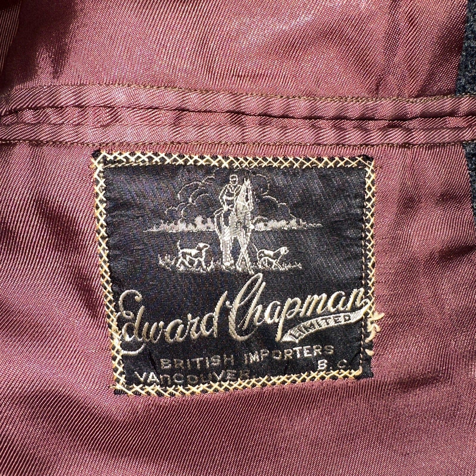 VTG Edward Chapman 1948 Vancouver BC Mens Overcoat Long Coat WWII 1940s Wool