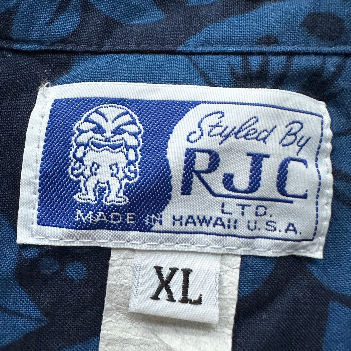 Vintage RJC Hawaiian Shirt XL Mens Drinks Short Sleeve Tropical USA Made Blue