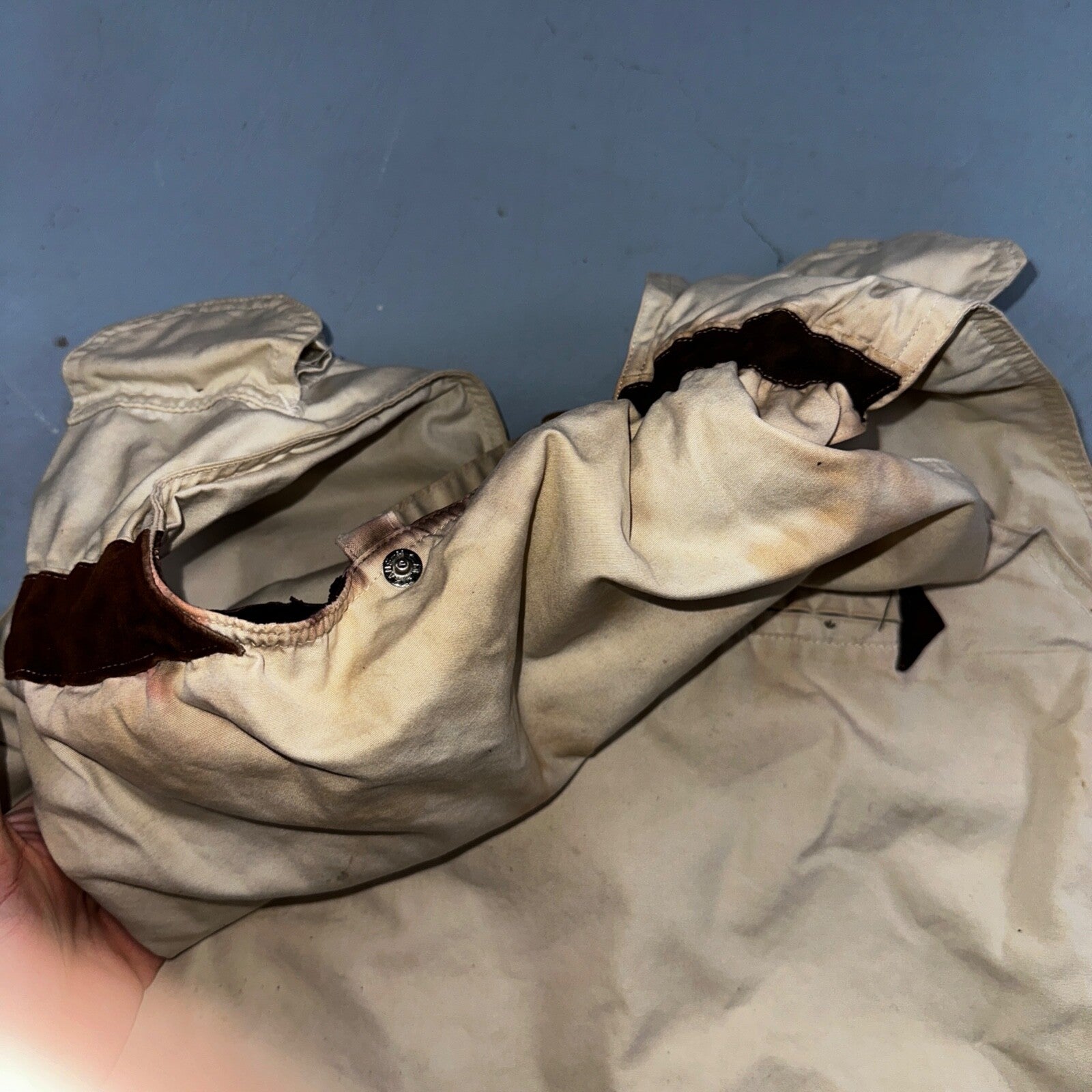 VTG Hurricane Fishing Vest Men's Size L Beige Sleeveless Zip-Up 100% Cotton 70s