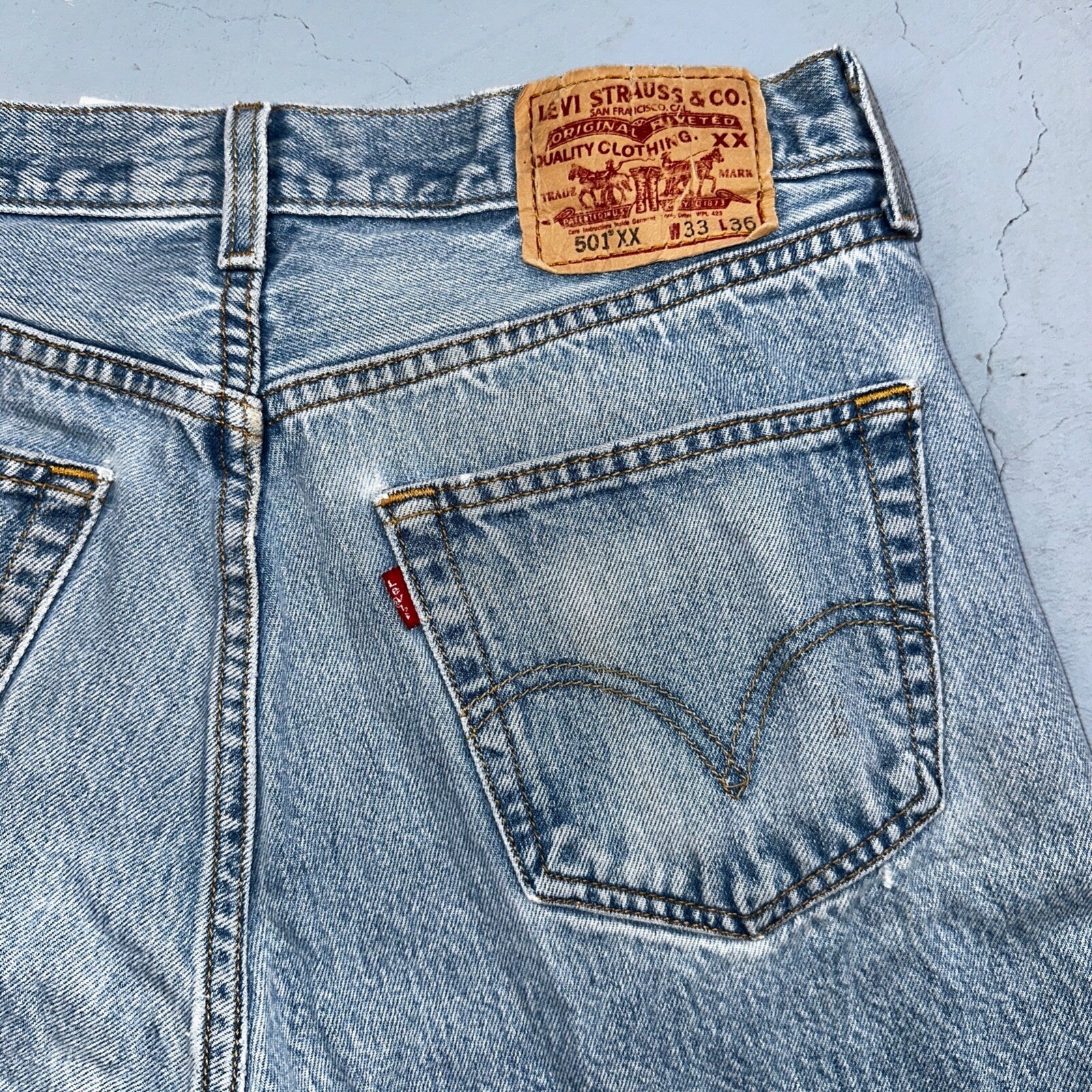 Levis 501 Vintage Y2K XX Straight Leg Jeans 33x36 Light Wash 2000s Act 31x32