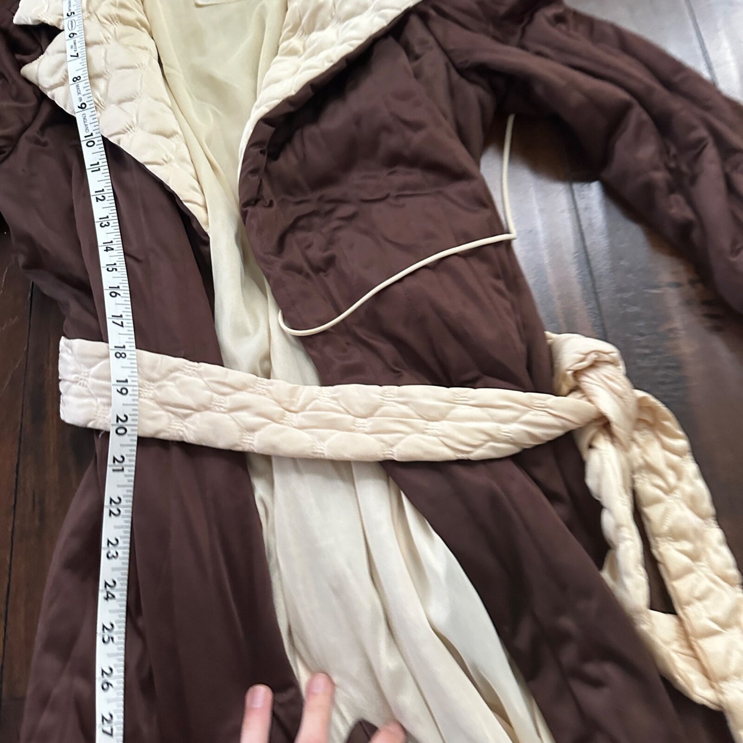 VTG Mod Brown VANITY FAIR Wrap NYLON Peignoir Robe Nightgown Gown