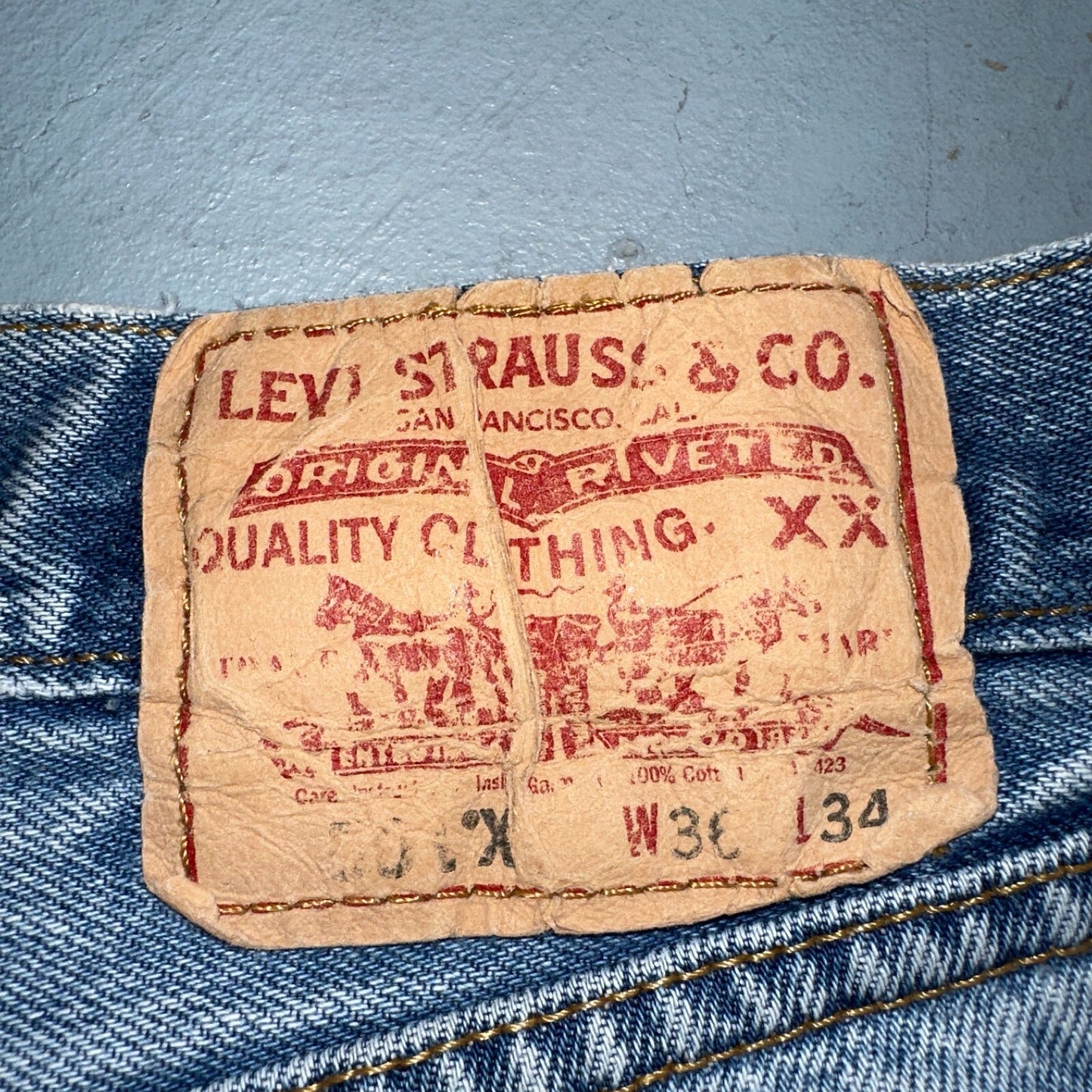 Levis 501 Vintage 90s XX Straight Leg Jeans Y2K Light Wash 36x34 Act 33x29