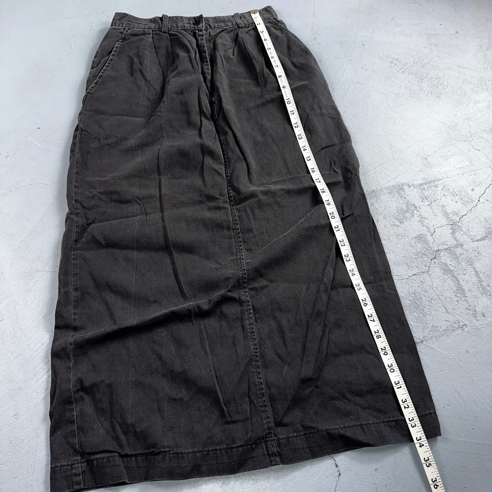 Vintage 90s J Crew Cotton Pencil Skirt 10 Black Front Office Career USA Preppy