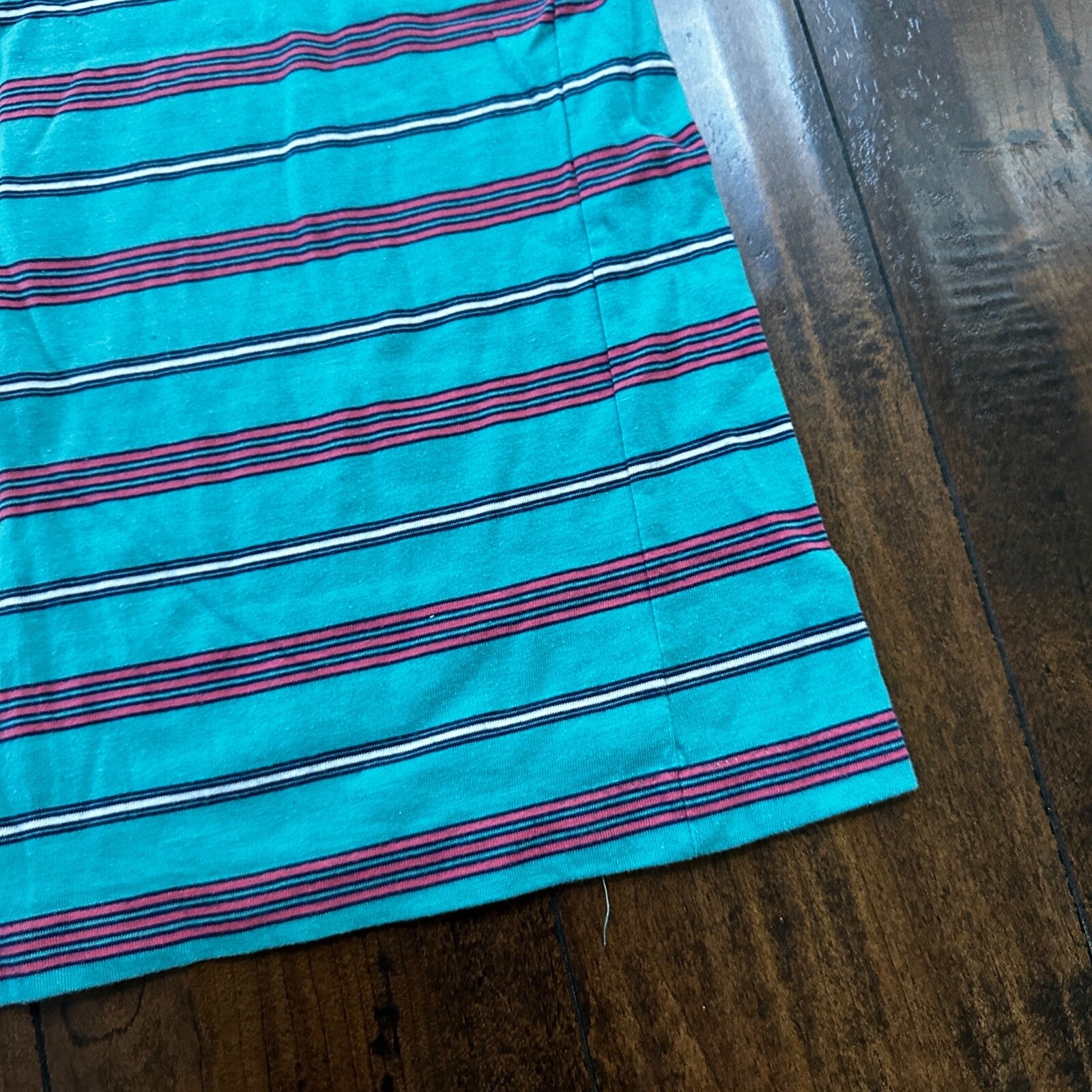 Teal Blue Pink Polo VTG T Shirt Single Stitch Basic 1980s 80s Preppy Vibe