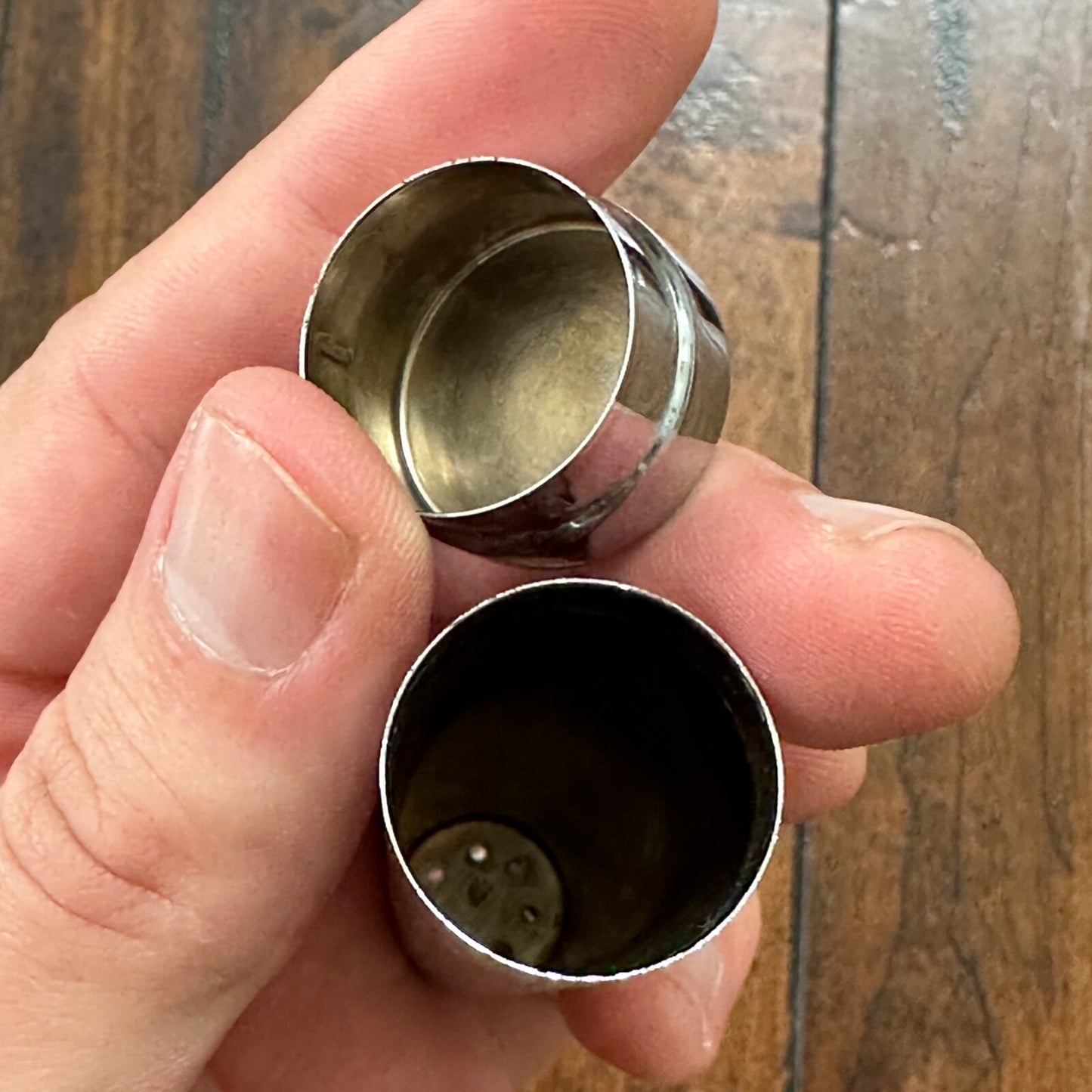 Vintage Modern MCM Silver Tone Chrome Bullet Shaped Salt & Pepper Shakers Eames