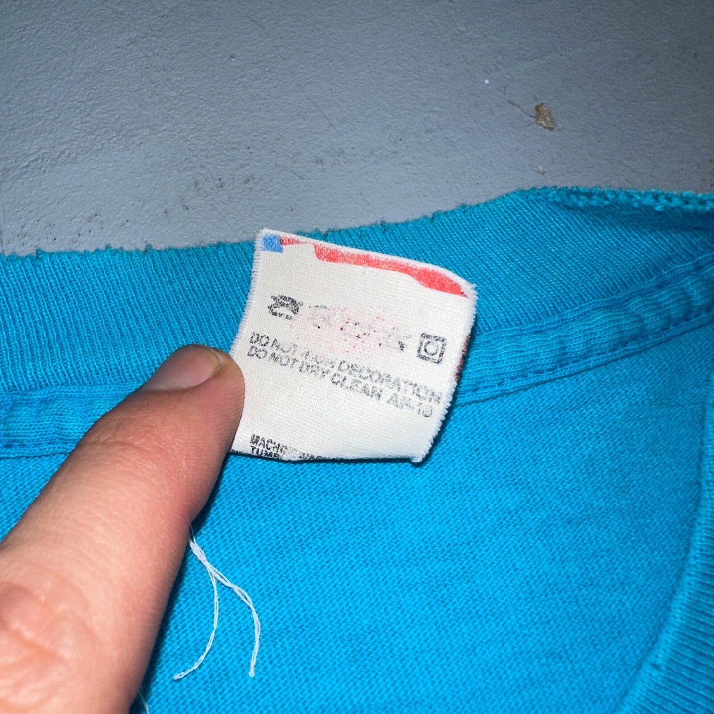 Fruit Of The Loom 90s VTG T Shirt Blank Lot Blue XL Cool Used Single Stitch Worn