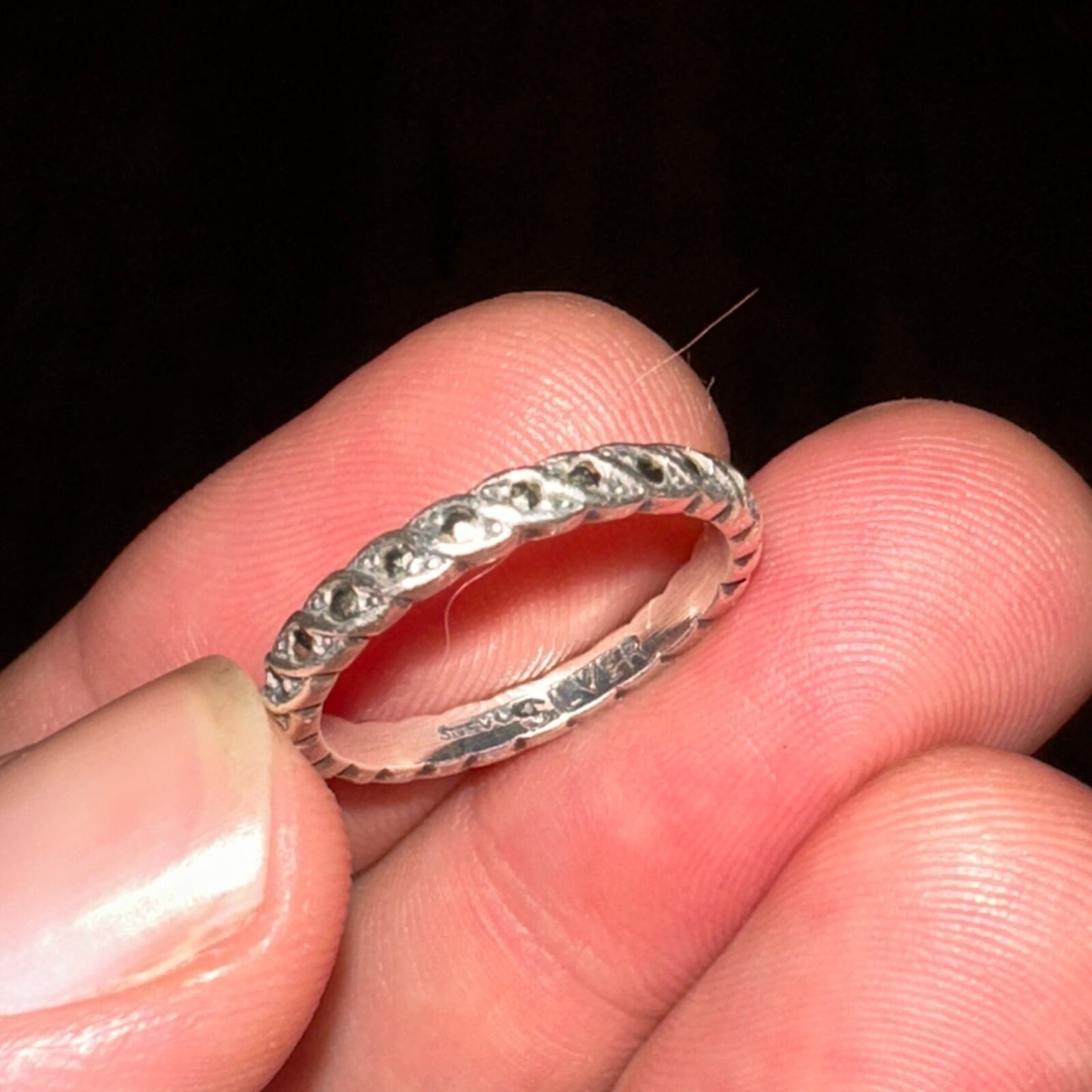 VTG Forget Me Not Sterling Silver??? Wedding ANNIVERSARY Band Ring Cute